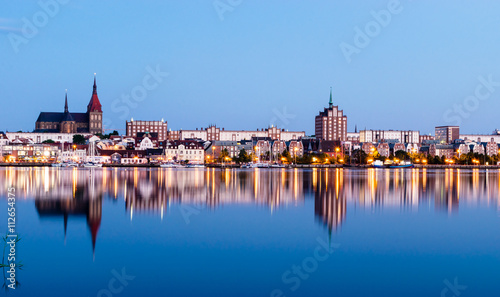 Obraz na płótnie View to Rostock. River Warnow and City port. w salonie
