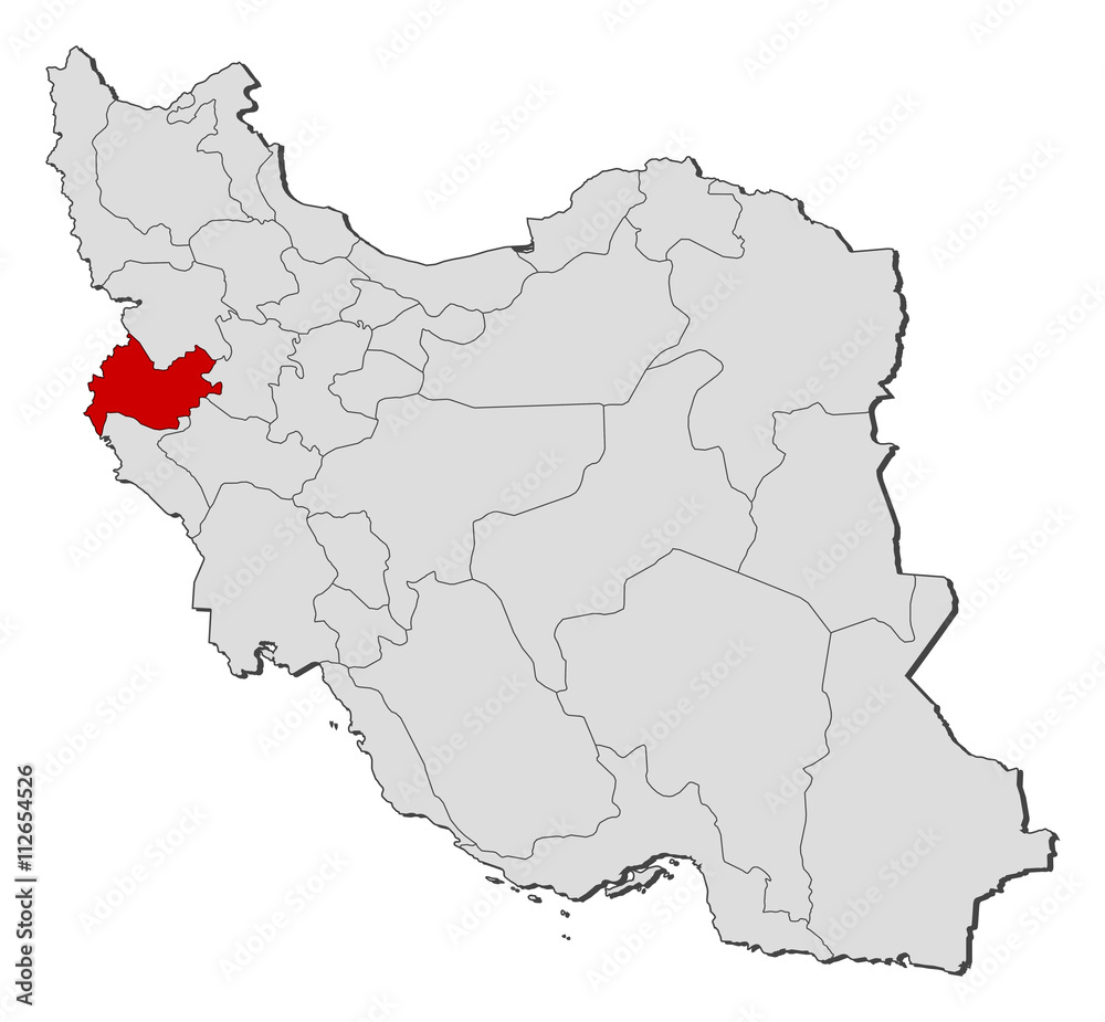 Obraz premium Map - Iran, Kermanshah