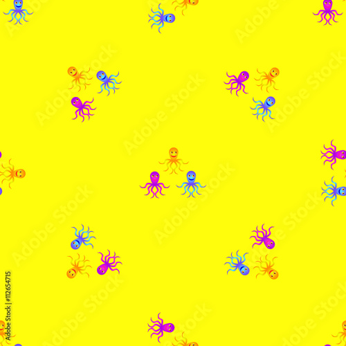 Vector octopus background in violet, blue and orange colors