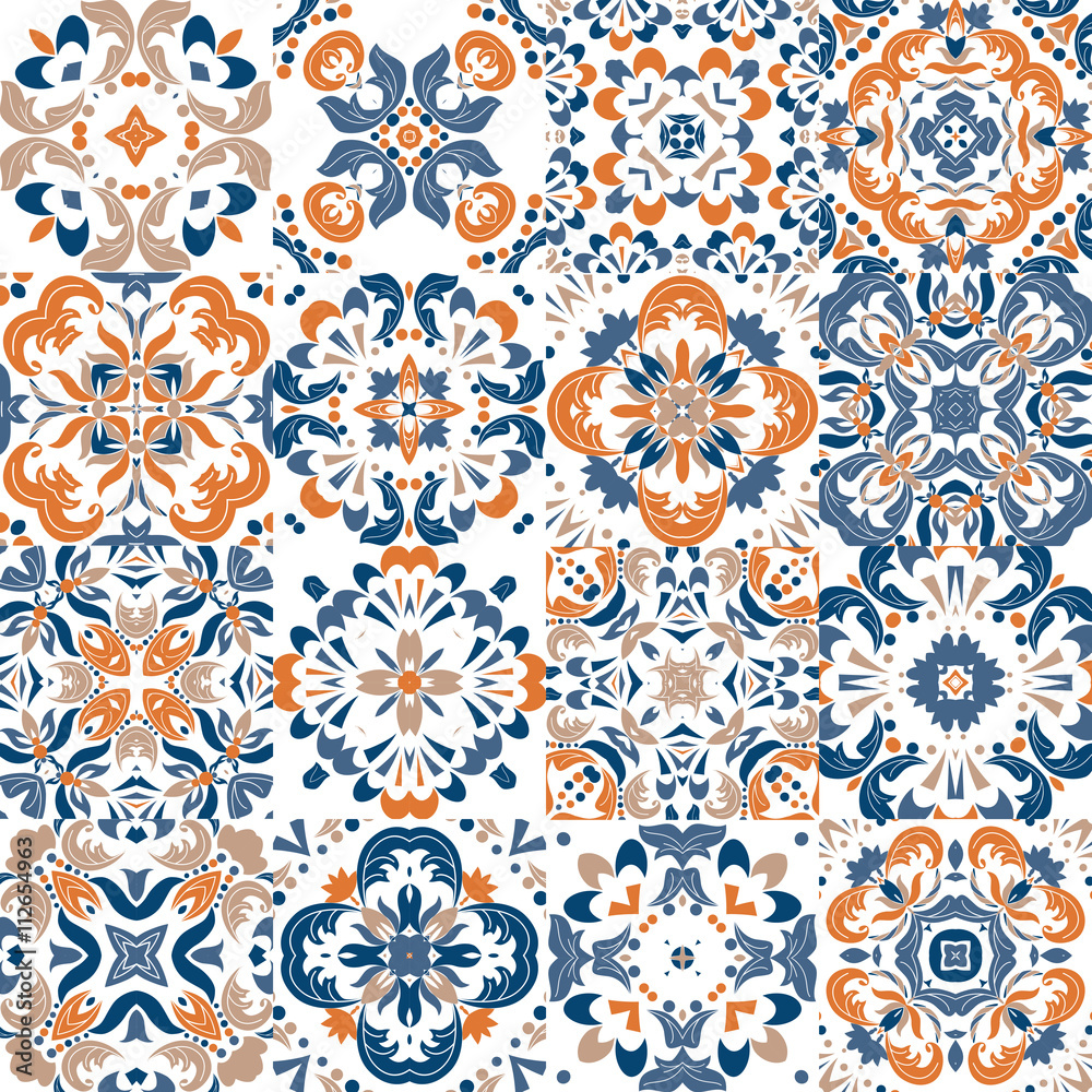 Mexican stylized talavera tiles seamless pattern. Background for design and fashion. Arabic, Indian patterns Mexican stylized talavera tiles seamless pattern. Background for design and fashion. Arabic, Indian patterns