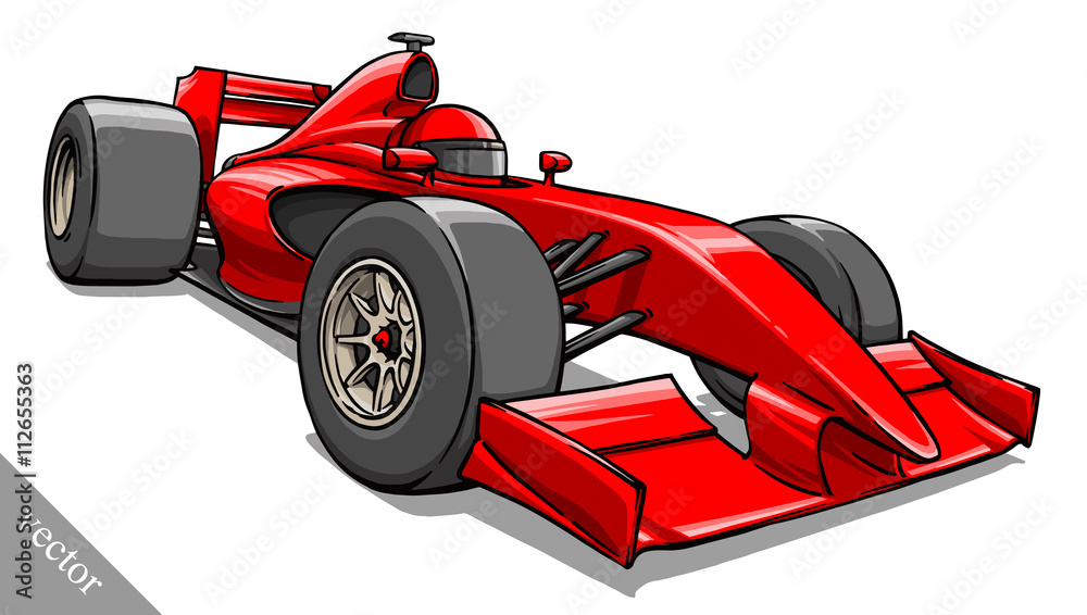 child's funny cartoon formula race car vector illustration art Stock ...