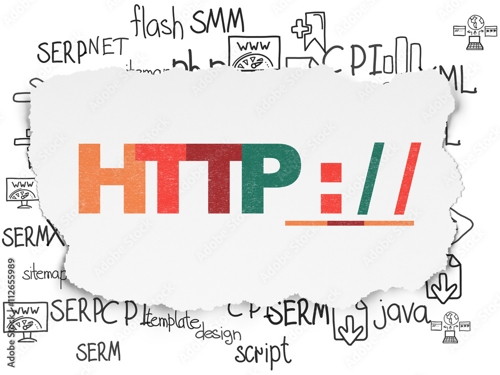 Fototapeta premium Web development concept: Http : / / on Torn Paper background
