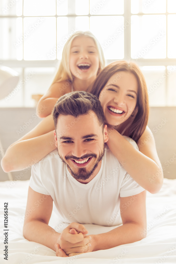 Happy family in the morning Happy family in the morning