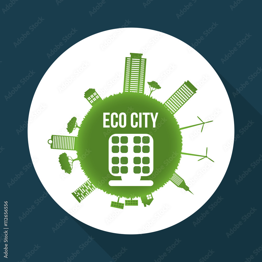 Fototapeta premium Eco design. Green icon. Isolated illustration , vector