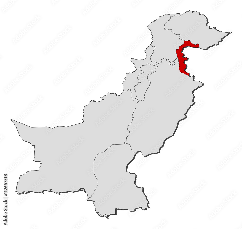 Obraz premium Map - Pakistan, Jammu and Kashmir