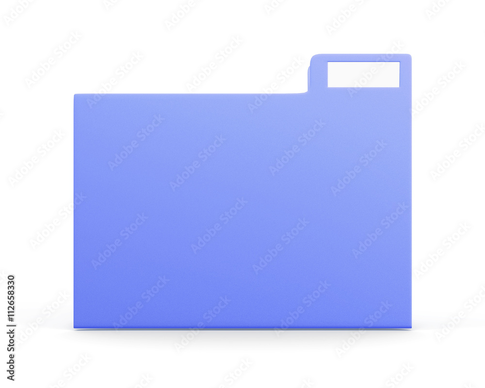 Blue folder for files isolated on white background. Front view. 3d rendering. Blue folder for files isolated on white background. Front view. 3d rendering.
