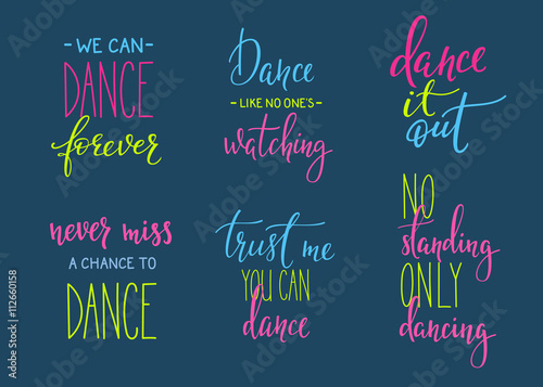 Dance studio quote lettering set