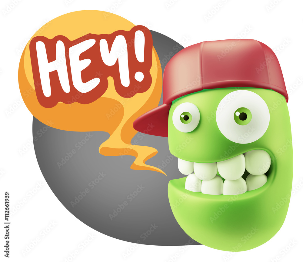 Naklejka premium 3d Illustration Laughing Character Emoji Expression saying Hey w