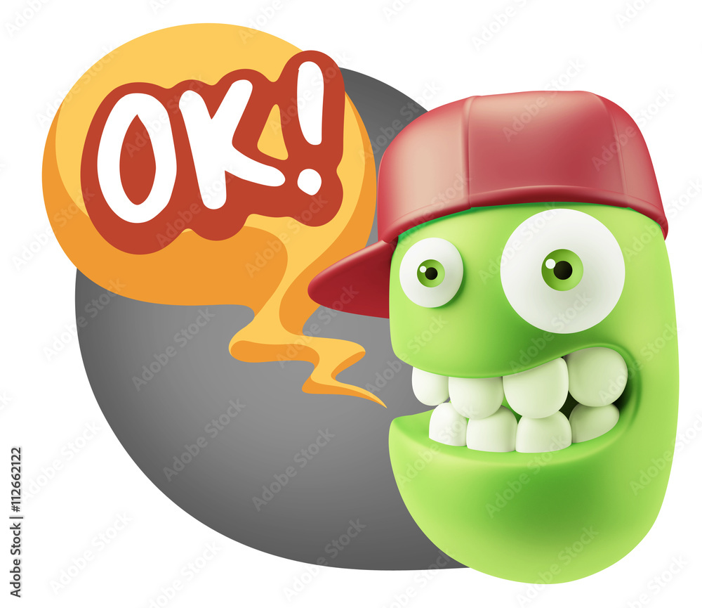 Obraz premium 3d Rendering Smile Character Emoticon Expression saying Ok with