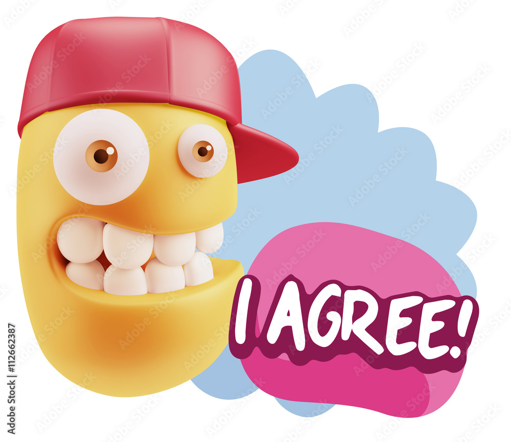 3d Illustration Laughing Character Emoji Expression saying I Agr 3d Illustration Laughing Character Emoji Expression saying I Agr