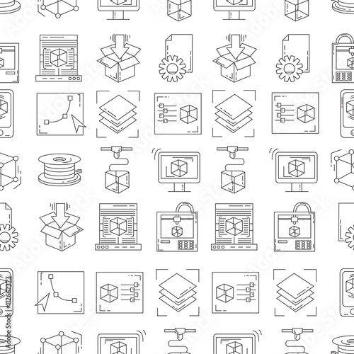 Vector doodle icons 3d printing