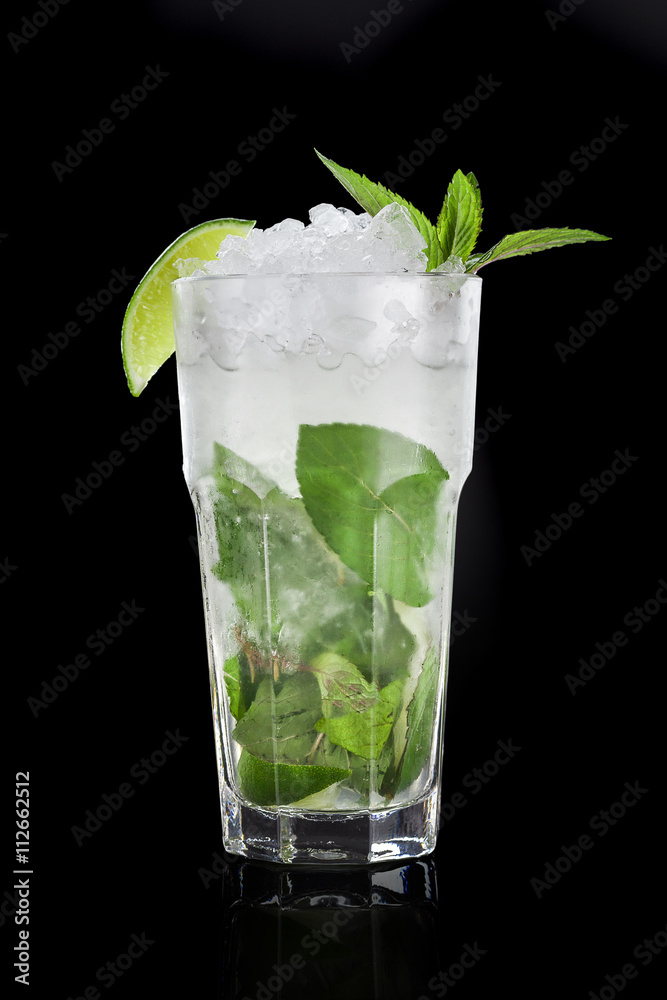 Mojito cocktail over black background Mojito cocktail over black background