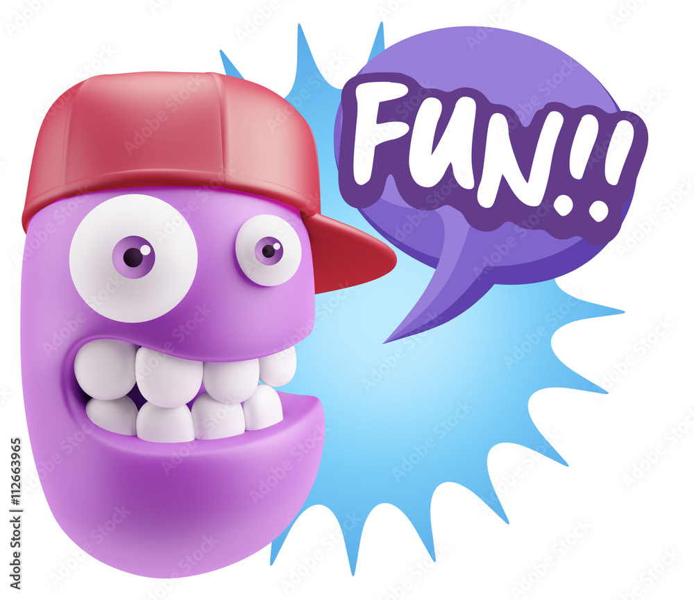 3d Illustration Laughing Character Emoji Expression saying Fun w 3d Illustration Laughing Character Emoji Expression saying Fun w