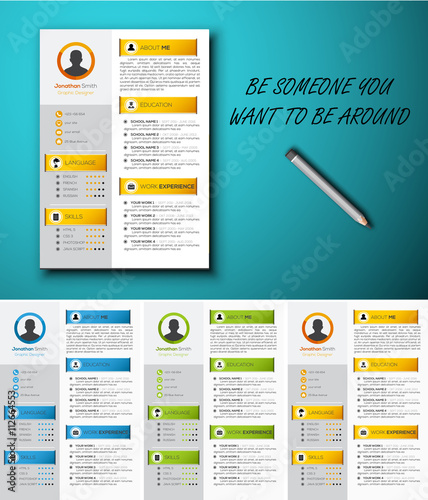 Resume.File contains text editable AI, EPS10,JPEG and free font link.
