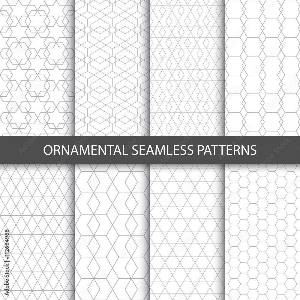 Ornamental seamless patterns - vector collection.  - obrazy, fototapety, plakaty 