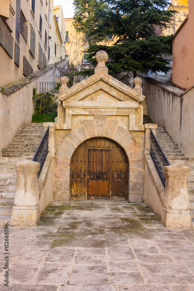 Naklejka premium Old staircase in a park in Cuenca, Spain