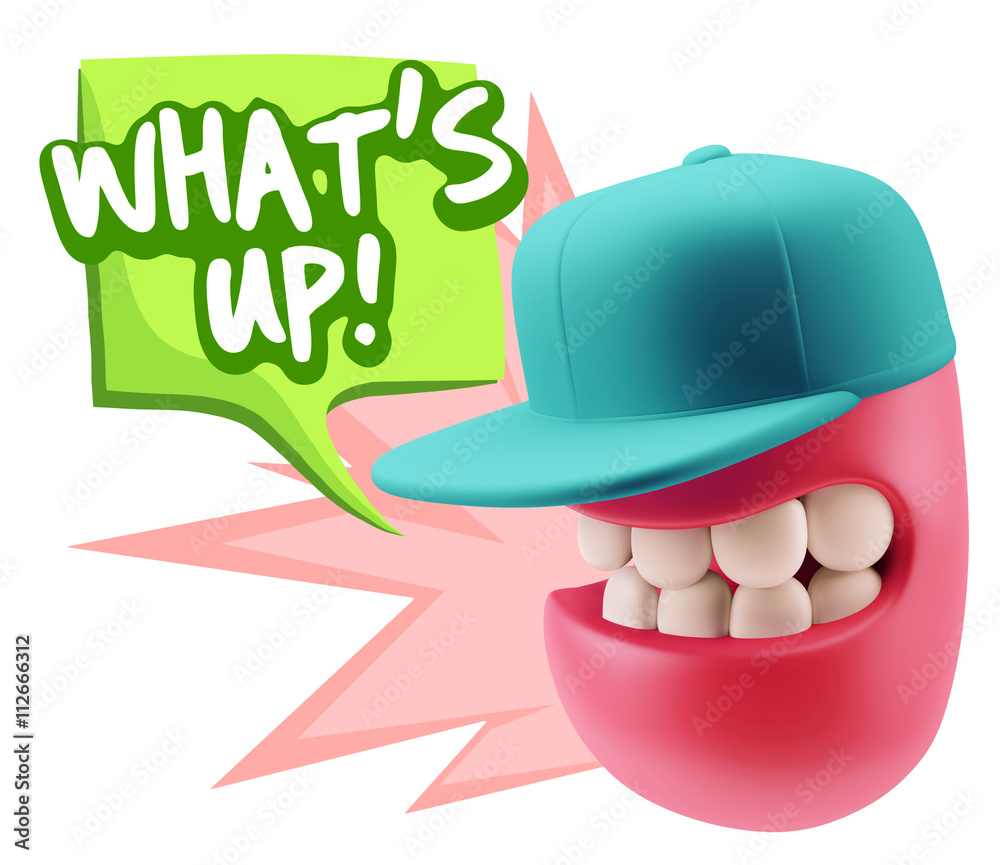 3d Rendering Smile Character Emoticon Expression saying What'S U 3d Rendering Smile Character Emoticon Expression saying What'S U