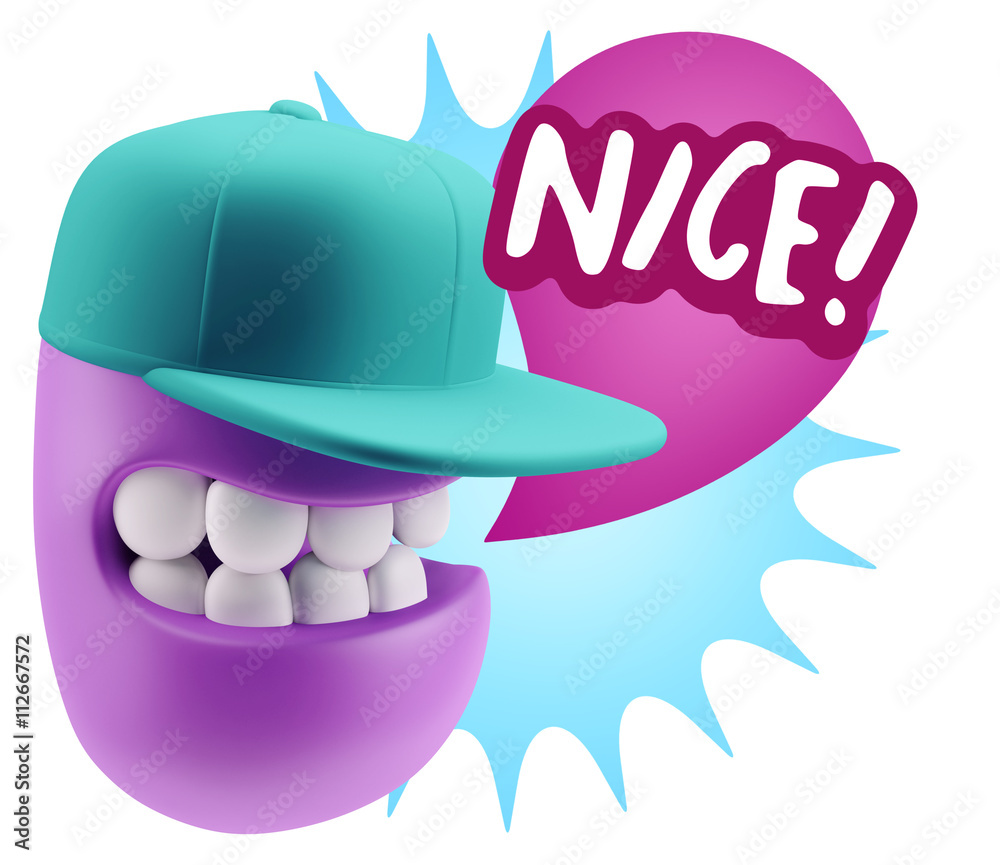 3d Rendering Smile Character Emoticon Expression saying Nice wit 3d Rendering Smile Character Emoticon Expression saying Nice wit