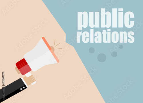 public relations. vector flat design business illustration concept. Digital marketing business man holding megaphone for website and promotion banners. © fotoscool