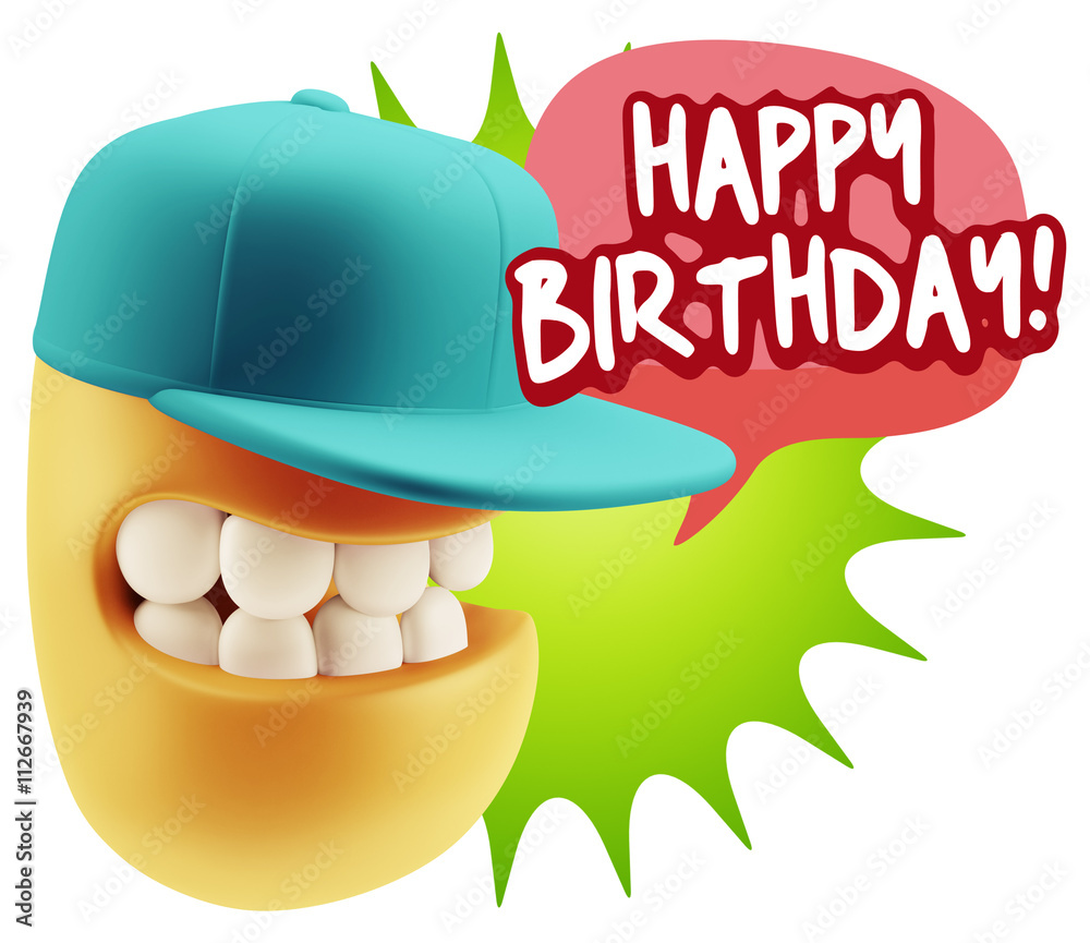 3d Rendering Smile Character Emoticon Expression saying Happy Bi 3d Rendering Smile Character Emoticon Expression saying Happy Bi