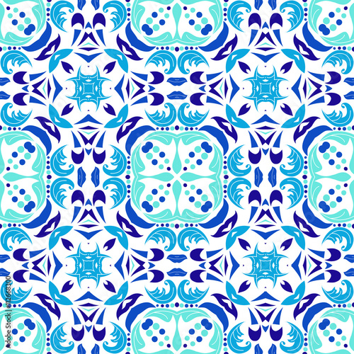Mexican stylized talavera tiles seamless pattern. Background for design and fashion. Arabic, Indian patterns