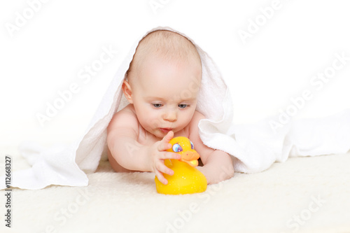 Sweet small baby with  towel