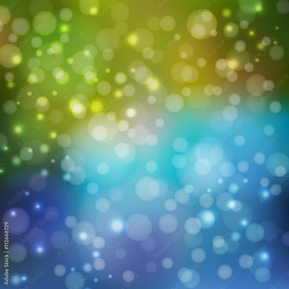 Abstract background in blue and green tones. To design your projects. Bokeh wallpaper. Vector illustration.
