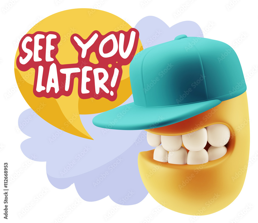3d Illustration Laughing Character Emoji Expression saying See Y 3d Illustration Laughing Character Emoji Expression saying See Y