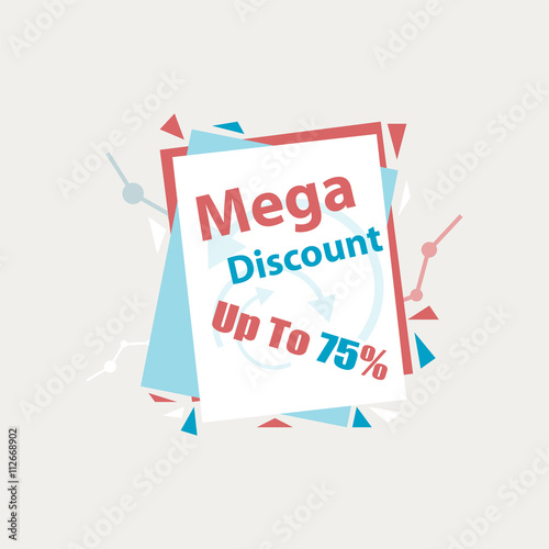 Vector. Mega Discount. Discount sticker. Offer sticker. Discount label. Special discount label. Sale sign. Discount element template. Special offer sticker. Promo sticker. Discount icon banner