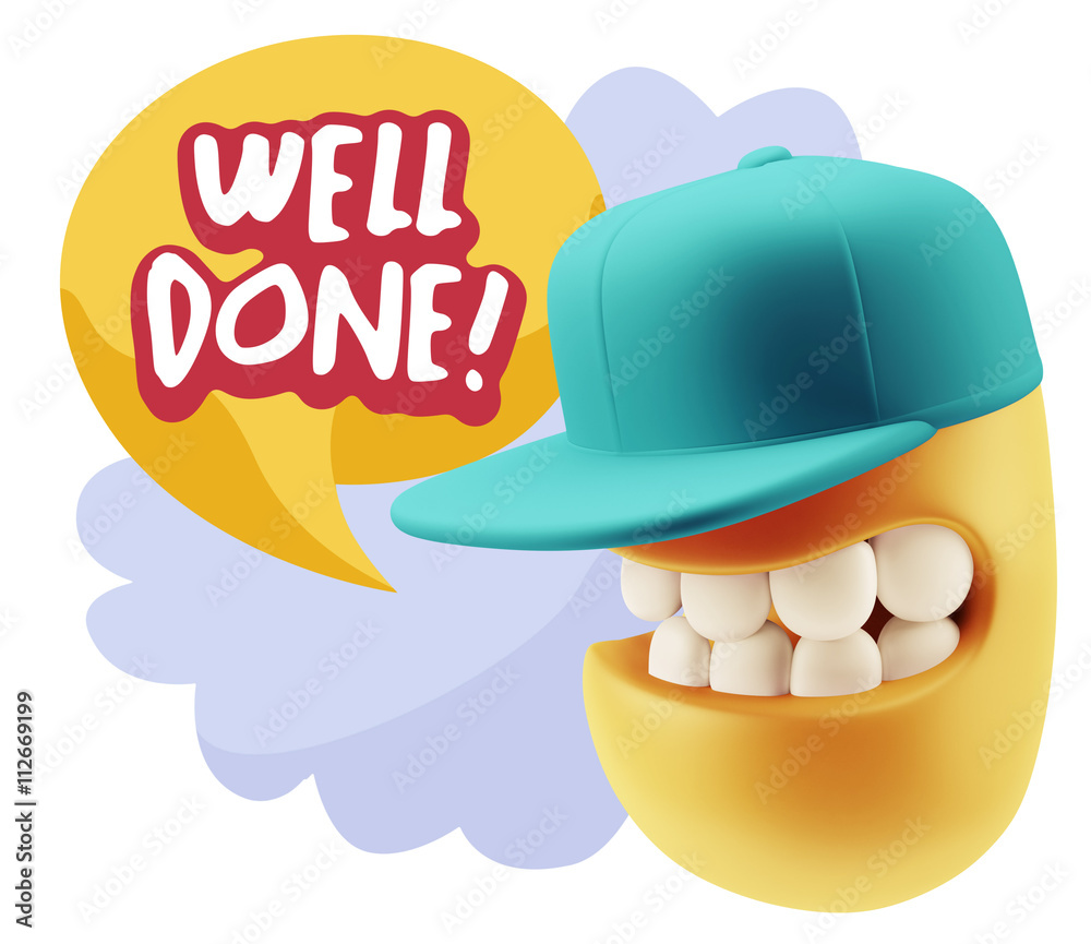 3d Rendering Smile Character Emoticon Expression saying Well Don 3d Rendering Smile Character Emoticon Expression saying Well Don