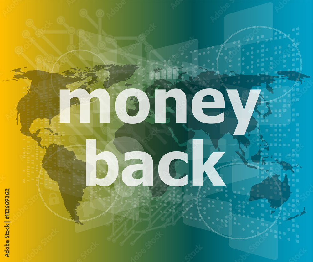 words money back on digital screen, business concept vector illustration