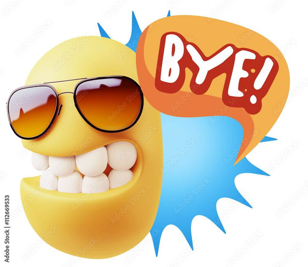 3d Illustration Laughing Character Emoji Expression saying Bye w 3d Illustration Laughing Character Emoji Expression saying Bye w