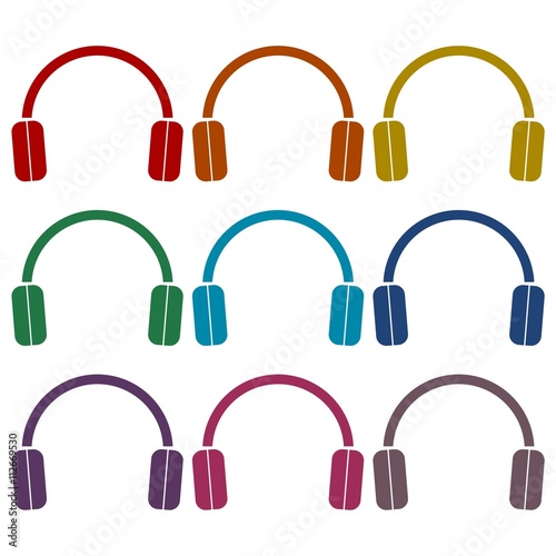 Headphone icons set 