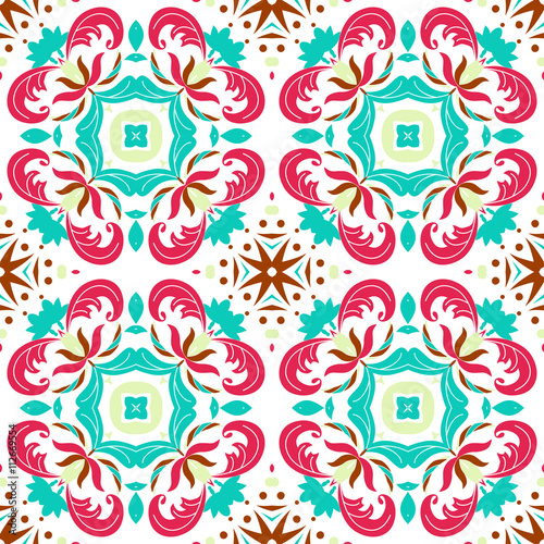 Mexican stylized talavera tiles seamless pattern. Background for design and fashion. Arabic, Indian patterns