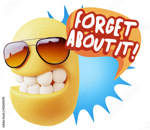 3d Rendering Smile Character Emoticon Expression saying Forget A