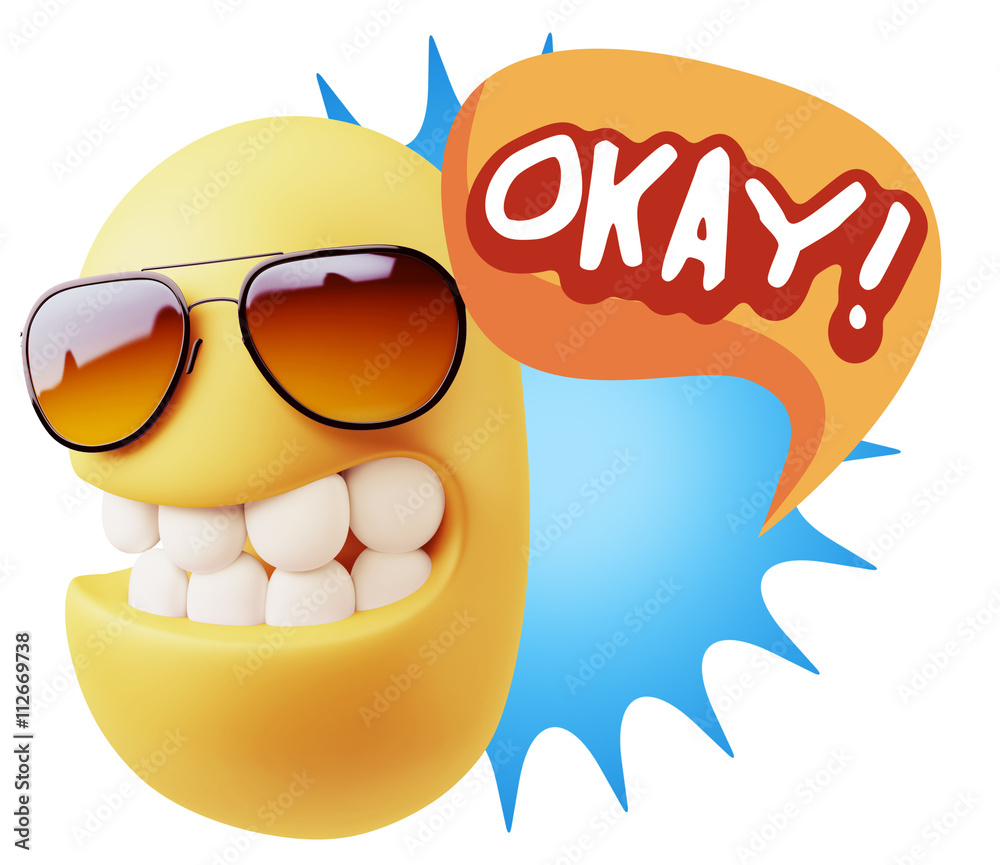 3d Illustration Laughing Character Emoji Expression saying Okay