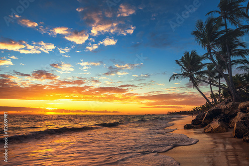 Punta Cana sunrise , Landscape of paradise tropical beach © ValentinValkov
