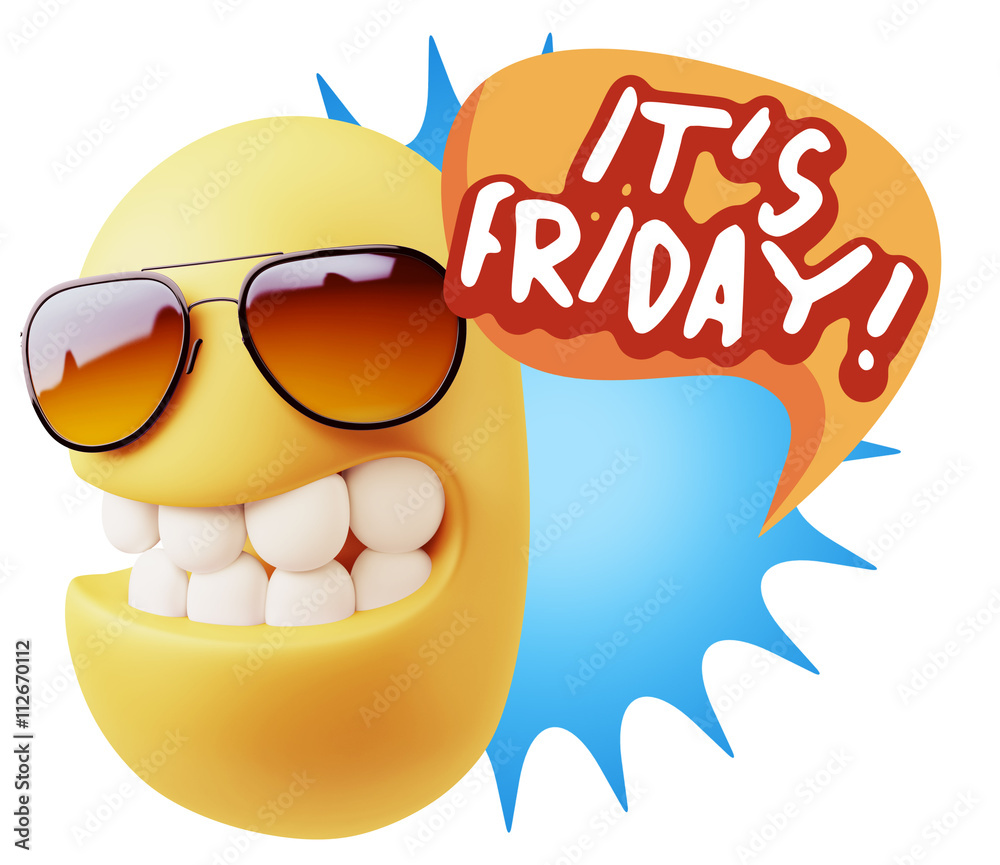 3d Rendering Smile Character Emoticon Expression saying It's Fri 3d Rendering Smile Character Emoticon Expression saying It's Fri