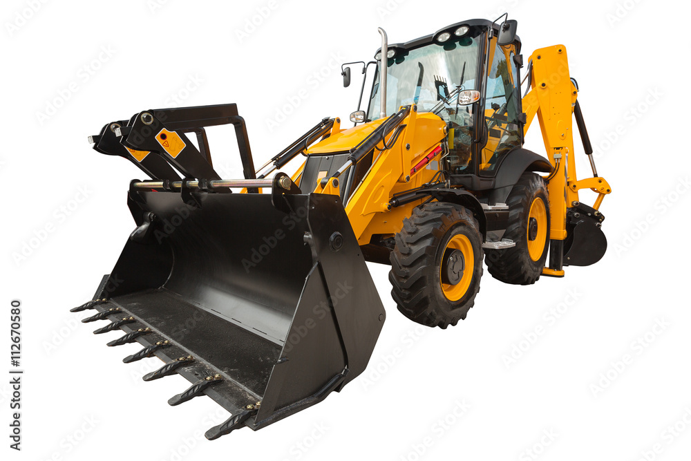 Fototapeta Loader excavator isolated with clipping path