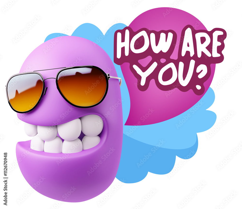3d Rendering Smile Character Emoticon Expression saying How Are 3d Rendering Smile Character Emoticon Expression saying How Are