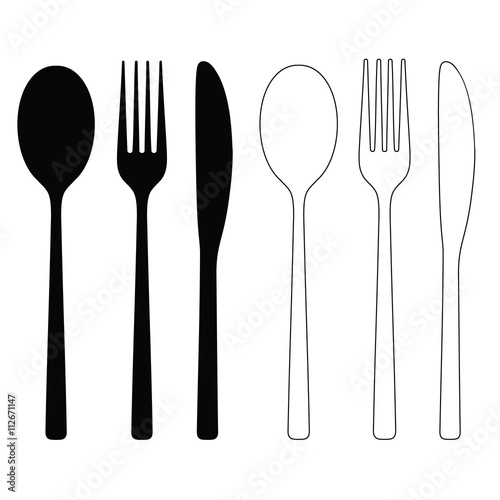Cutlery Icon Black Vector Illustration Silhouettes