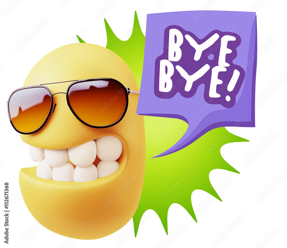 3d Rendering Smile Character Emoticon Expression saying Bye Bye 3d Rendering Smile Character Emoticon Expression saying Bye Bye