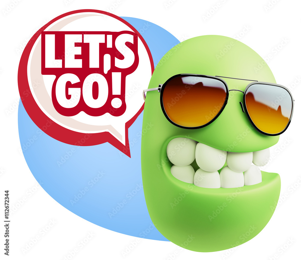 3d Rendering Smile Character Emoticon Expression saying Let'S Go 3d Rendering Smile Character Emoticon Expression saying Let'S Go