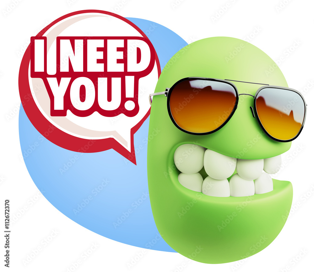 3d Rendering Smile Character Emoticon Expression saying I Need Y 3d Rendering Smile Character Emoticon Expression saying I Need Y