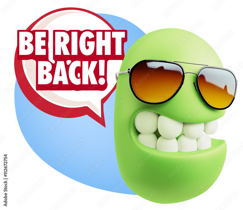 3d Rendering Smile Character Emoticon Expression saying Be Right 3d Rendering Smile Character Emoticon Expression saying Be Right