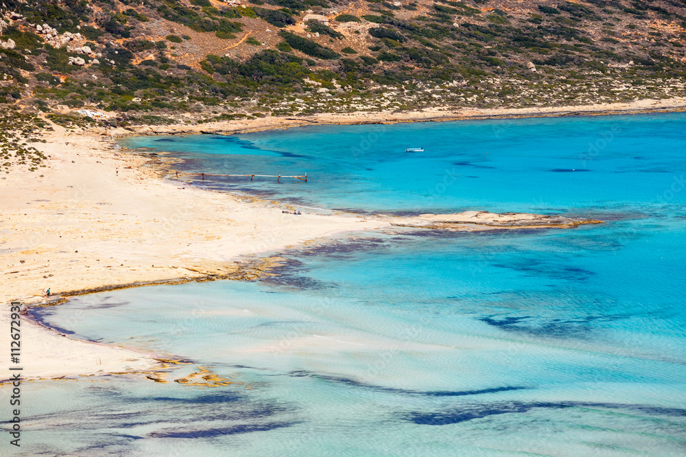 View of the beautiful beach in  Balos Lagoon, Crete