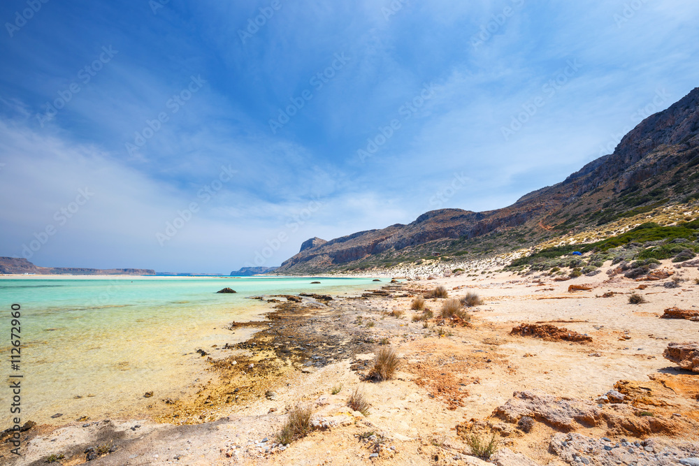 View of the beautiful beach in  Balos Lagoon, Crete