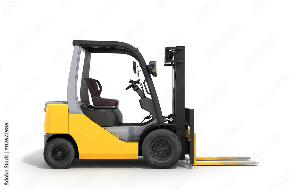 Forklift loader isolated on white 3D render