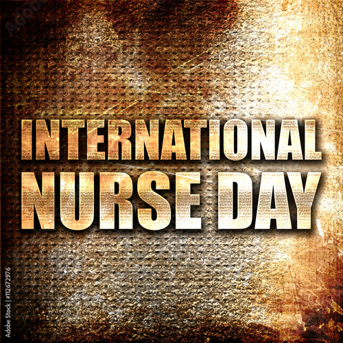 international nurse day, 3D rendering, metal text on rust backgr