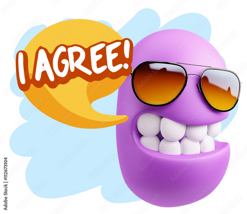 3d Illustration Laughing Character Emoji Expression saying I Agr 3d Illustration Laughing Character Emoji Expression saying I Agr